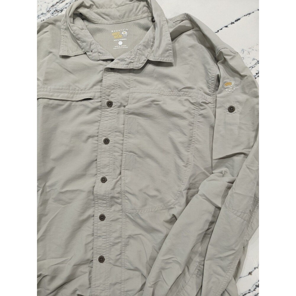 Mountain Hardwear Vented Button Up Shirt Mens Large Beige Polyester Lightweight